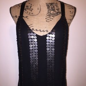 Bebe Sequin and leather top